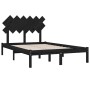 Estructura de cama doble de madera maciza negro 135x190 cm de vidaXL, Camas y somieres - Ref: Foro24-3104847, Precio: 151,47 ...