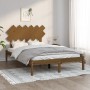 Estructura de cama doble madera maciza marrón miel 120x190 cm de vidaXL, Camas y somieres - Ref: Foro24-3104841, Precio: 121,...