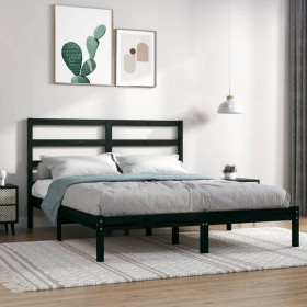 Solid black pine wood bed frame 140x190 cm by vidaXL, Beds and slatted bases - Ref: Foro24-3104917, Price: 148,99 €, Discount: %