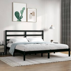 Black solid wood bed frame Supe King 180x200 cm by vidaXL, Beds and slatted bases - Ref: Foro24-3104952, Price: 177,54 €, Dis...