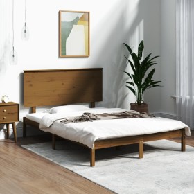 Honey brown solid pine wood bed frame 120x200 cm by vidaXL, Beds and slatted bases - Ref: Foro24-3104801, Price: 132,12 €, Di...