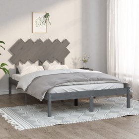 Estructura de cama de madera maciza gris 120x200 cm de vidaXL, Camas y somieres - Ref: Foro24-3104865, Precio: 120,99 €, Desc...