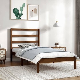 Honey brown pine solid wood bed frame 90x200 cm by vidaXL, Beds and slatted bases - Ref: Foro24-3104921, Price: 101,99 €, Dis...