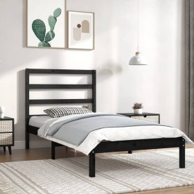 Estructura de cama madera maciza de pino negra 100x200 cm de vidaXL, Camas y somieres - Ref: Foro24-3104927, Precio: 114,99 €...