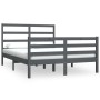 Solid gray pine wood bed frame 140x190 cm by vidaXL, Beds and slatted bases - Ref: Foro24-3104988, Price: 151,71 €, Discount: %