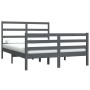 Solid gray pine wood bed frame 140x190 cm by vidaXL, Beds and slatted bases - Ref: Foro24-3104988, Price: 151,71 €, Discount: %