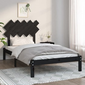 Black solid wood bed frame 100x200 cm by vidaXL, Beds and slatted bases - Ref: Foro24-3104862, Price: 117,99 €, Discount: %