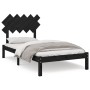 Black solid wood bed frame 100x200 cm by vidaXL, Beds and slatted bases - Ref: Foro24-3104862, Price: 115,07 €, Discount: %