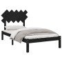 Black solid wood bed frame 100x200 cm by vidaXL, Beds and slatted bases - Ref: Foro24-3104862, Price: 115,07 €, Discount: %