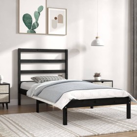 Estructura de cama individual madera maciza negra 90x190 cm de vidaXL, Camas y somieres - Ref: Foro24-3104902, Precio: 119,03...