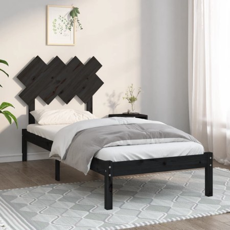 Estructura de cama madera maciza negra 90x200 cm de vidaXL, Camas y somieres - Ref: Foro24-3104857, Precio: 97,43 €, Descuent...