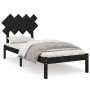 Black solid wood bed frame 90x200 cm by vidaXL, Beds and slatted bases - Ref: Foro24-3104857, Price: 97,43 €, Discount: %