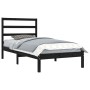 Black solid wood single bed frame 90x190 cm by vidaXL, Beds and slatted bases - Ref: Foro24-3104902, Price: 111,99 €, Discoun...