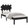 Black solid wood bed frame 90x200 cm by vidaXL, Beds and slatted bases - Ref: Foro24-3104857, Price: 97,43 €, Discount: %