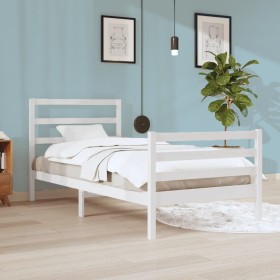 Estructura de cama madera maciza de pino blanca 90x200 cm de vidaXL, Camas y somieres - Ref: Foro24-3104992, Precio: 95,99 €,...