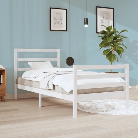 Solid white pine wood bed frame 90x200 cm by vidaXL, Beds and slatted bases - Ref: Foro24-3104992, Price: 96,78 €, Discount: %