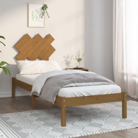 Estructura cama individual madera maciza marrón miel 75x190 cm de vidaXL, Camas y somieres - Ref: Foro24-3104831, Precio: 85,...