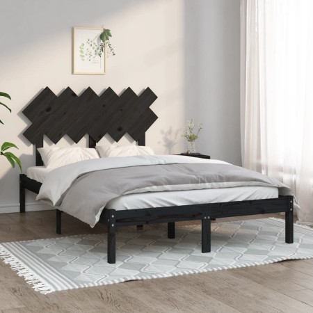 Black solid wood bed frame 120x200 cm by vidaXL, Beds and slatted bases - Ref: Foro24-3104867, Price: 149,54 €, Discount: %