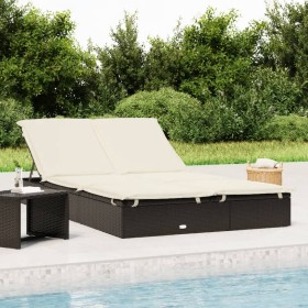 2-Personen-Sonnenliege aus synthetischem Rattan mit schwarzen Kissen von vidaXL, Liegen - Ref: Foro24-319645, Preis: 226,14 €...