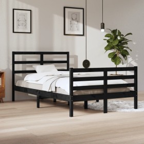 Estructura de cama madera maciza de pino negro 120x200 cm de vidaXL, Camas y somieres - Ref: Foro24-3105005, Precio: 141,99 €...