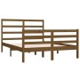 Estructura cama madera maciza marrón miel King Size 150x200 cm de vidaXL, Camas y somieres - Ref: Foro24-3105014, Precio: 145...