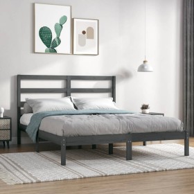 Estructura de cama madera maciza de pino gris 120x200 cm de vidaXL, Camas y somieres - Ref: Foro24-3104930, Precio: 118,99 €,...