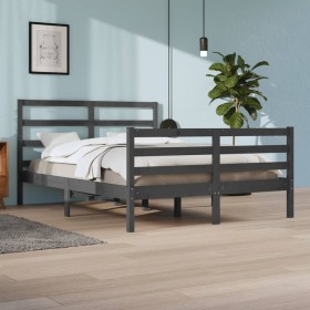 Solid gray pine wood bed frame 160x200 cm by vidaXL, Beds and slatted bases - Ref: Foro24-3105018, Price: 146,36 €, Discount: %