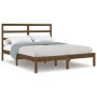 Estructura de cama madera maciza King marrón miel 150x200 cm de vidaXL, Camas y somieres - Ref: Foro24-3104941, Precio: 142,7...