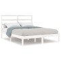 White solid wood bed frame 135x190 cm by vidaXL, Beds and slatted bases - Ref: Foro24-3104909, Price: 115,72 €, Discount: %