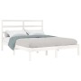 White solid wood bed frame 135x190 cm by vidaXL, Beds and slatted bases - Ref: Foro24-3104909, Price: 115,72 €, Discount: %