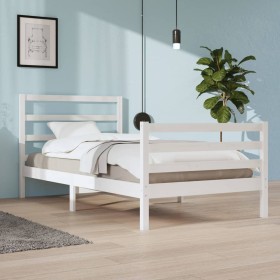 Solid white pine wood bed frame 100x200 cm by vidaXL, Beds and slatted bases - Ref: Foro24-3104997, Price: 102,99 €, Discount: %