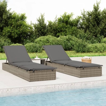 Lounger 1 pc with gray synthetic rattan cushion 201x55x62 cm by vidaXL, Loungers - Ref: Foro24-319631, Price: 167,92 €, Disco...