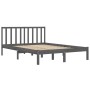 Estructura de cama de madera maciza de pino gris 140x190 cm de vidaXL, Camas y somieres - Ref: Foro24-3105053, Precio: 139,99...