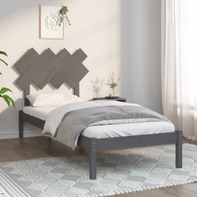 Gray solid wood single bed frame 90x190 cm by vidaXL, Beds and slatted bases - Ref: Foro24-3104835, Price: 111,99 €, Discount: %