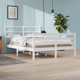 Solid white pine wood bed frame 160x200 cm by vidaXL, Beds and slatted bases - Ref: Foro24-3105017, Price: 133,43 €, Discount: %