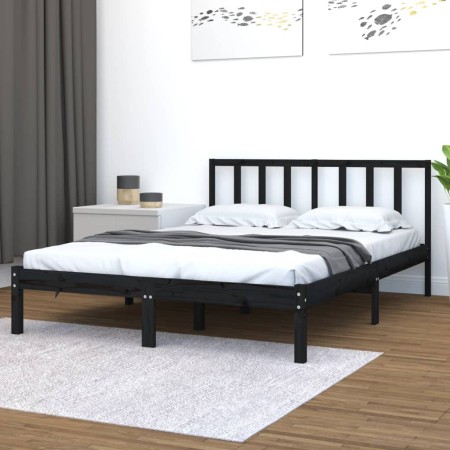 Solid black pine wood bed frame 140x200 cm by vidaXL, Beds and slatted bases - Ref: Foro24-3105075, Price: 155,53 €, Discount: %