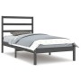 Solid gray pine wood bed frame 100x200 cm by vidaXL, Beds and slatted bases - Ref: Foro24-3104925, Price: 91,99 €, Discount: %