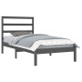 Solid gray pine wood bed frame 100x200 cm by vidaXL, Beds and slatted bases - Ref: Foro24-3104925, Price: 91,99 €, Discount: %