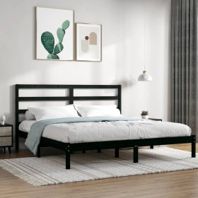 Solid black pine wood bed frame 200x200 cm by vidaXL, Beds and slatted bases - Ref: Foro24-3104957, Price: 146,99 €, Discount: %