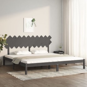 Solid gray pine wood bed frame 200x200 cm by vidaXL, Beds and slatted bases - Ref: Foro24-3104890, Price: 157,99 €, Discount: %