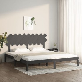 Estructura de cama de madera maciza gris super king 180x200 cm de vidaXL, Camas y somieres - Ref: Foro24-3104885, Precio: 166...