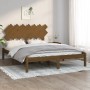 Honey brown solid wood bed frame 140x190 cm by vidaXL, Beds and slatted bases - Ref: Foro24-3104851, Price: 153,36 €, Discoun...