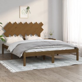 Honey brown solid wood bed frame 140x190 cm by vidaXL, Beds and slatted bases - Ref: Foro24-3104851, Price: 153,99 €, Discoun...