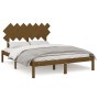 Honey brown solid wood bed frame 140x190 cm by vidaXL, Beds and slatted bases - Ref: Foro24-3104851, Price: 153,36 €, Discoun...