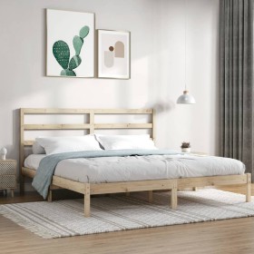 Solid pine wood bed frame 200x200 cm by vidaXL, Beds and slatted bases - Ref: Foro24-3104953, Price: 117,99 €, Discount: %