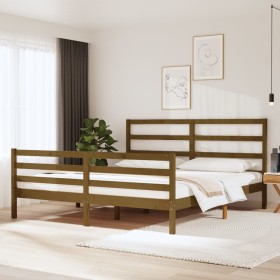 Honey brown solid pine wood bed frame 180x200 cm by vidaXL, Beds and slatted bases - Ref: Foro24-3105024, Price: 163,99 €, Di...