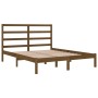 Estructura de cama doble madera maciza marrón miel 135x190 cm de vidaXL, Camas y somieres - Ref: Foro24-3104911, Precio: 122,...