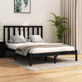 Solid black pine wood bed frame 140x190 cm by vidaXL, Beds and slatted bases - Ref: Foro24-3105164, Price: 151,65 €, Discount: %