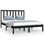 Estructura de cama de madera maciza de pino negra 140x190 cm de vidaXL, Camas y somieres - Ref: Foro24-3105164, Precio: 151,6...