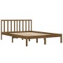 Estructura de cama doble madera maciza marrón miel 120x190 cm de vidaXL, Camas y somieres - Ref: Foro24-3105044, Precio: 130,...